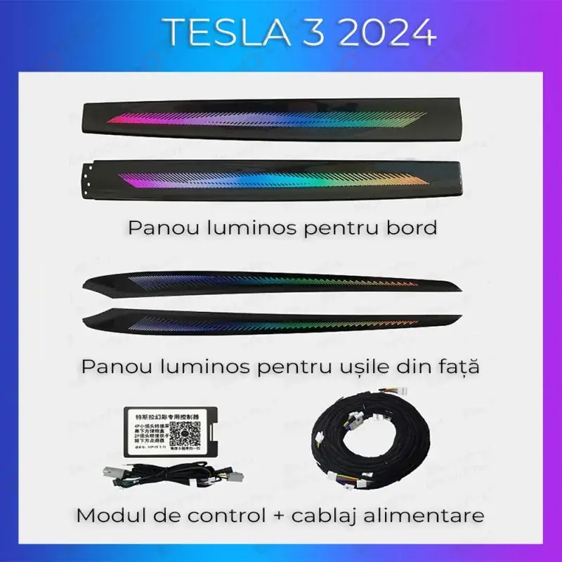 Preferatul clienților Lumini ambientale Tesla Model 3 2024 trimuri control telefon