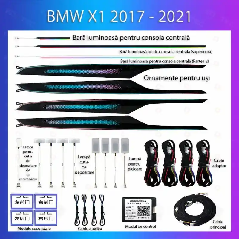 Lumini Ambientale BMW Seria X1 2017-2021 dedicat trim control telefon sau sistem original Super ofertă