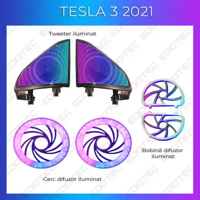 Lumini ambientale Tesla Model 3 2021 tweeter iluminat control telefon Premium