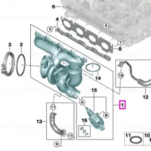 Turbocompresor/Turbina cu galerie de evacuare inclusa - BMW Seria 1 F40, Seria 2 F44 F45 F46, X1 F48, X2 F39 - Mini Cabrio F57, Clubman F54, Countryman F60, F55, F56 Noutate