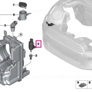 Wash pump/fluid container - BMW - Mini Retur ușor