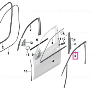 Window guide, right front door - BMW Doar azi