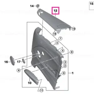 Waist rail, side trim, rear right SCHWARZ - BMW Doar azi