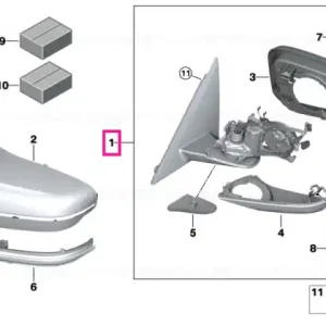 Vezi acum M outside mirror w/o lens, heated, right - BMW