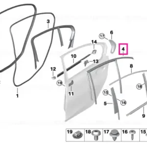 Window guide, left rear door - BMW Comandă acum