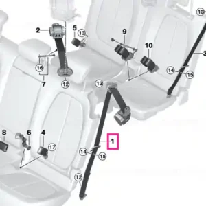 Upper belt, rear right SCHWARZ - BMW Nu rata