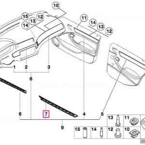 Wooden strip, door rear left BIRKE - BMW Ofertă