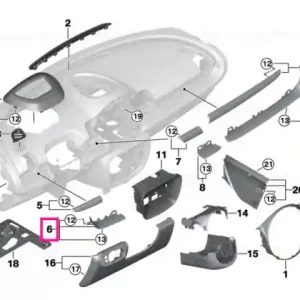 Accent instr.panel, driver, bottom outer PIANO BLACK - BMW - Mini Mai ieftin