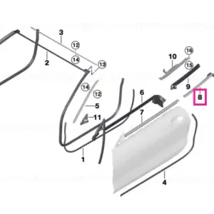 Window channel strip, rear left GLANZSCHWARZ - BMW Ultima șansă