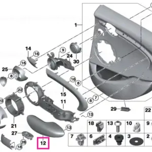 Armrest, door, rear left GLOWING RED - BMW - Mini Premium