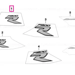Decor, side trim panel, left RED-WHITE - BMW Motorrad Premium
