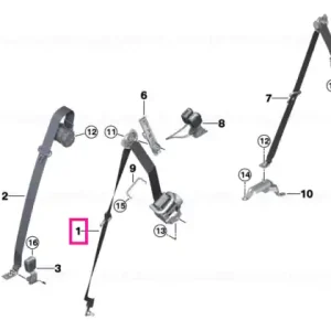 Upper seat belt 2nd seat row, right SCHWARZ - BMW Preț redus